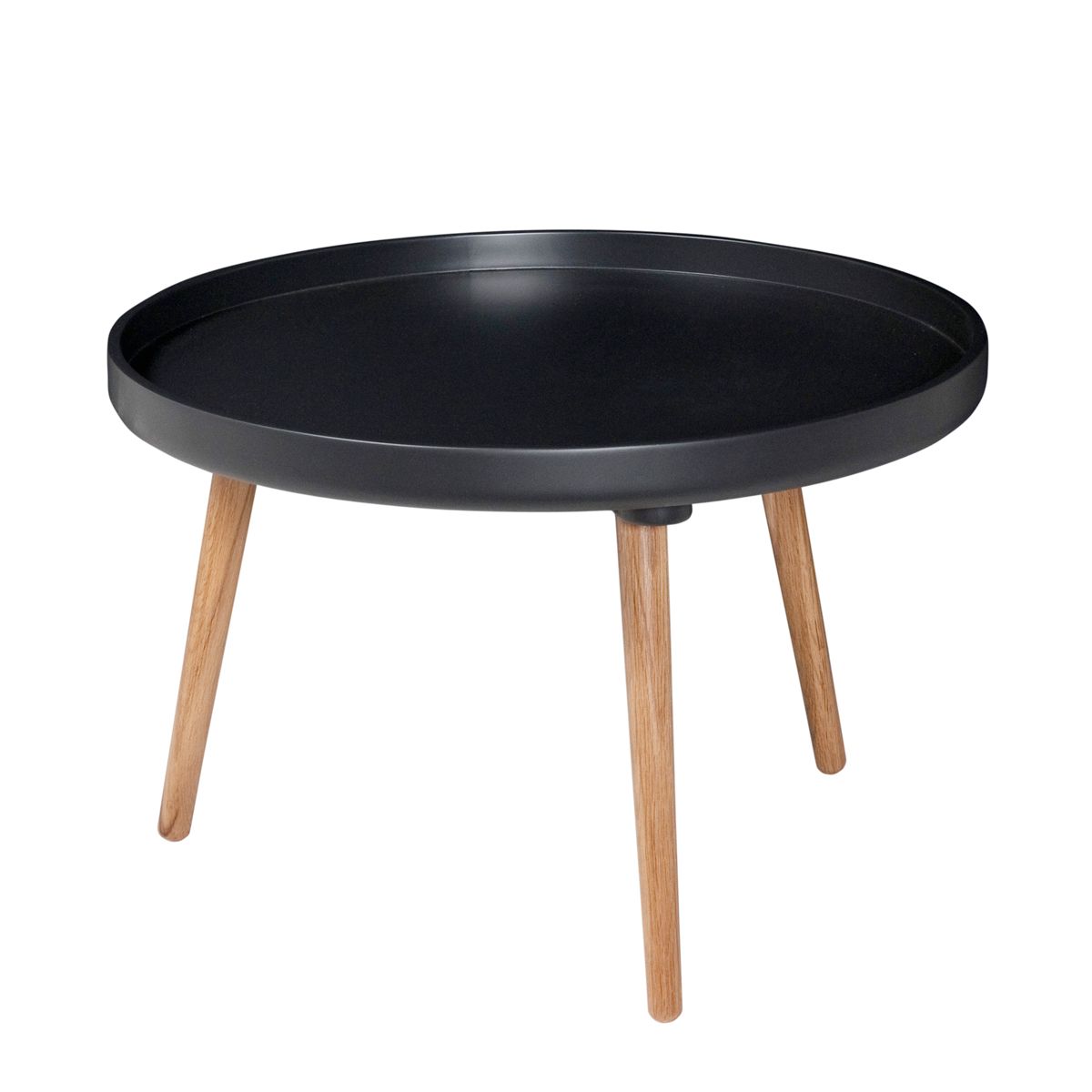 Table basse ronde noire et bois