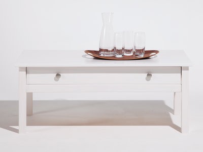 Table basse bois massif blanche