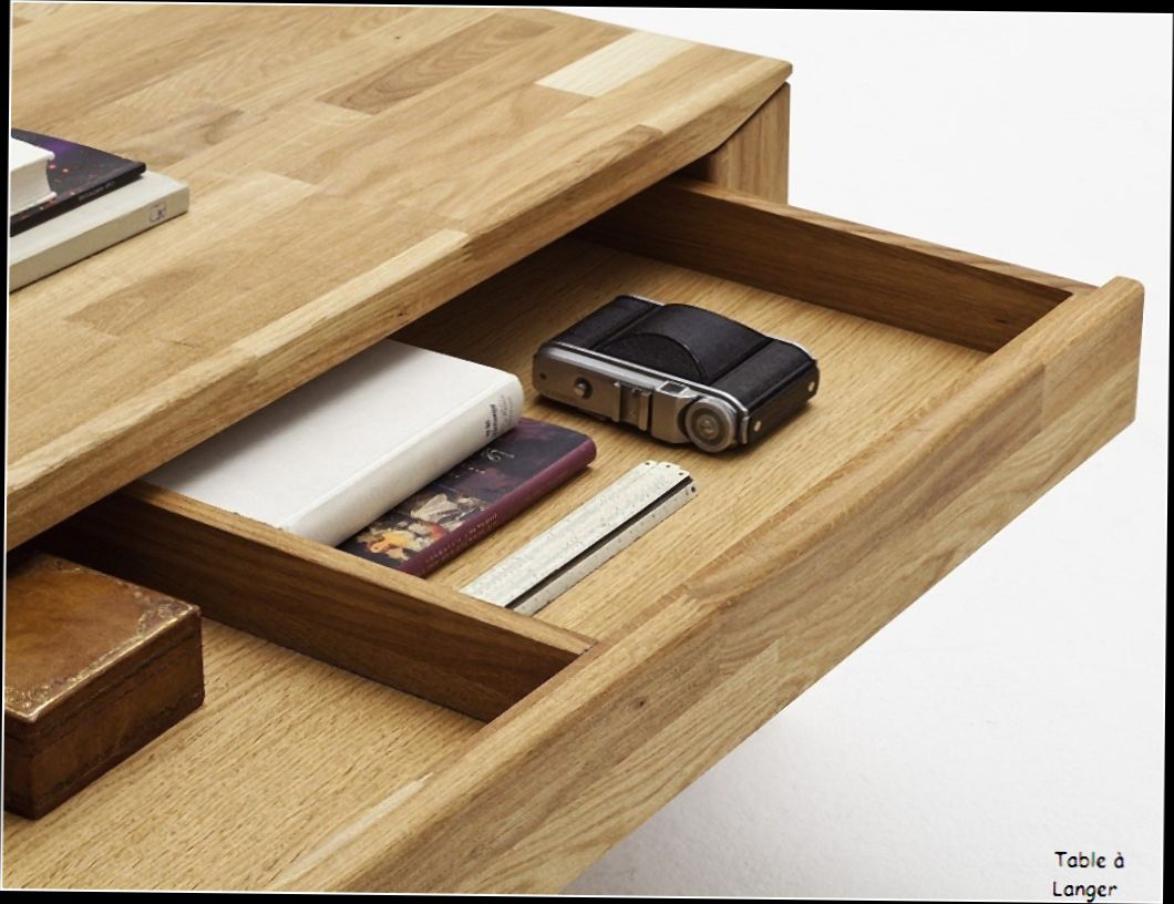 Table basse carrée bois tiroir