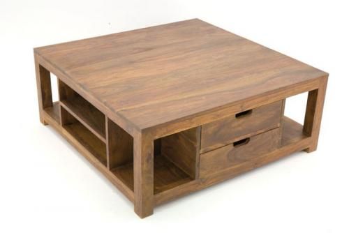 Table basse tiroir bois massif