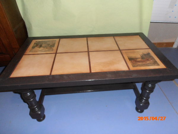 Table basse bois carreaux
