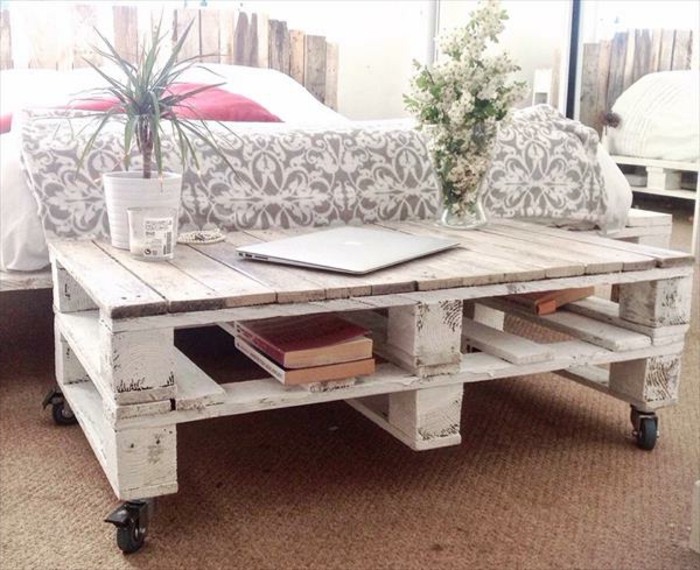 Palette table basse blanche