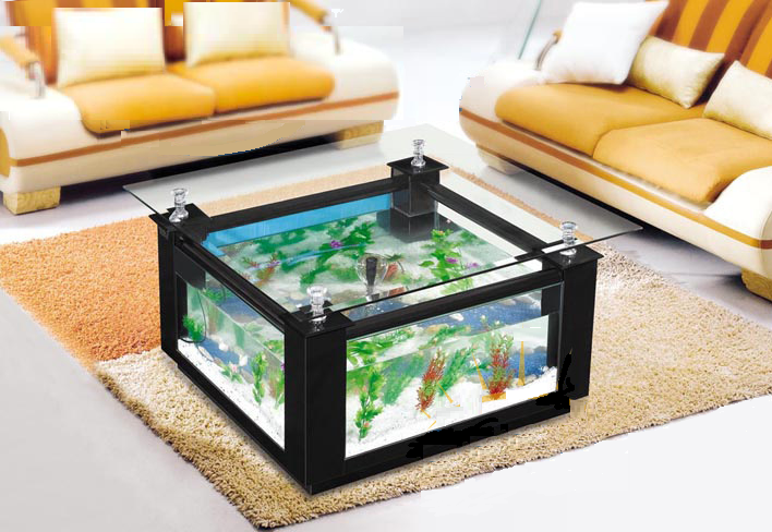 Table basse designe avec aquarium