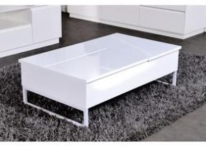Table basse relevable laqué blanc et gris béton open stone