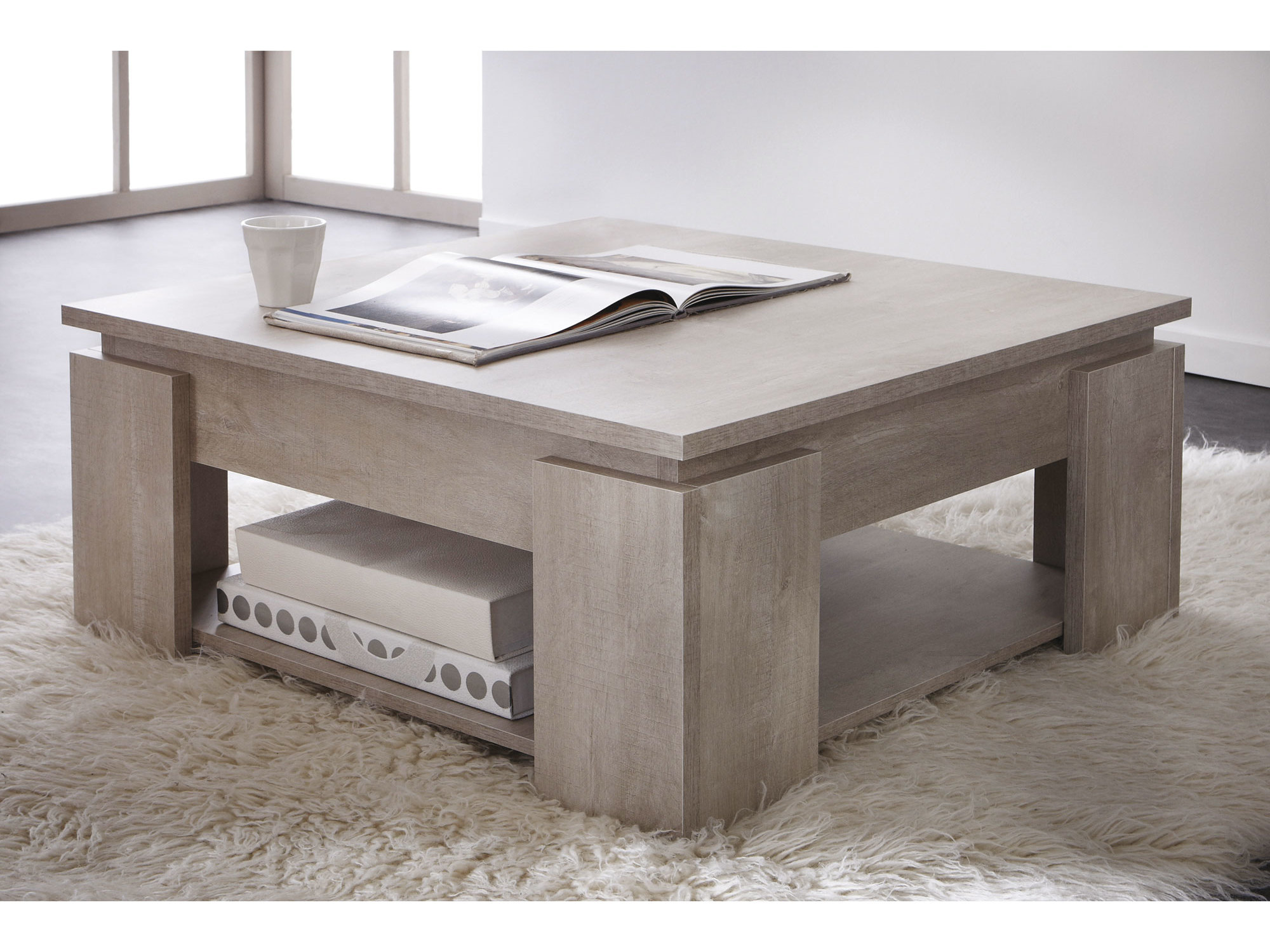 Table basse bois gris taupe
