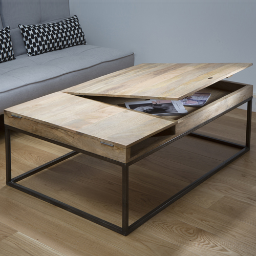Table basse moderne bois et metal