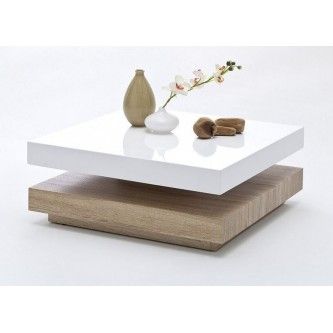 Table basse blanc et bois clair