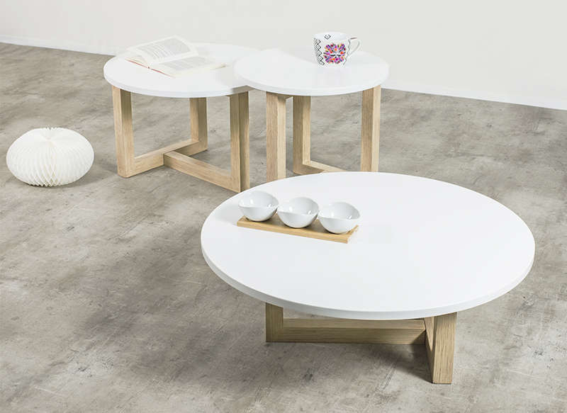 Table basse scandinave blanc et bois