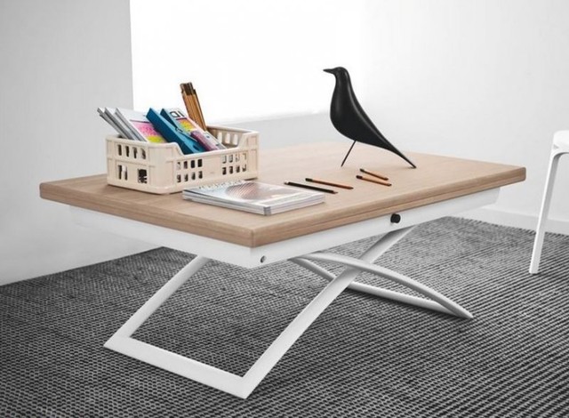 Table basse relevable extensible wood