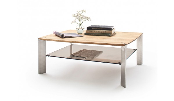 Table basse rectangulaire bois verre