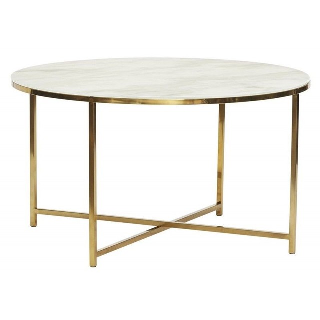 Table basse ronde bois et marbre