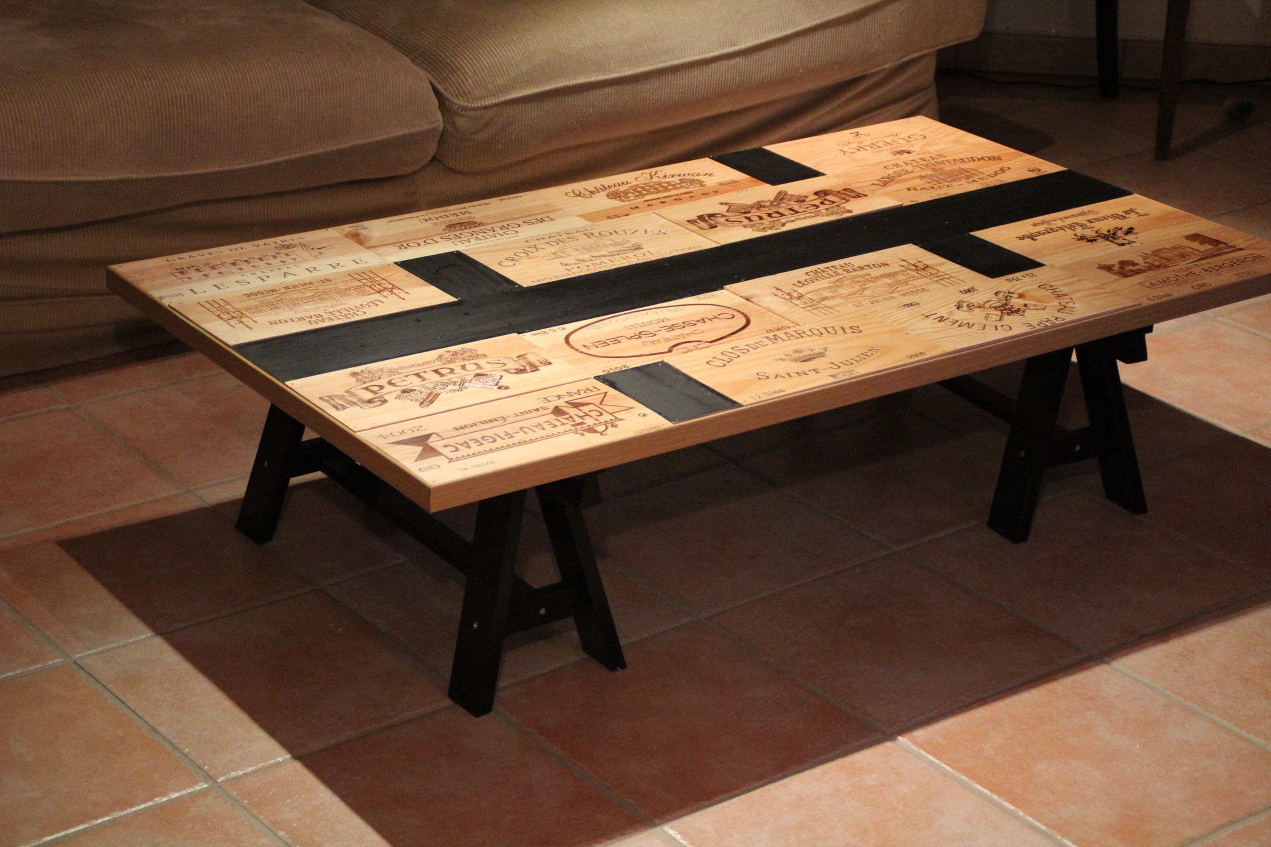 Table basse avec caisse en bois