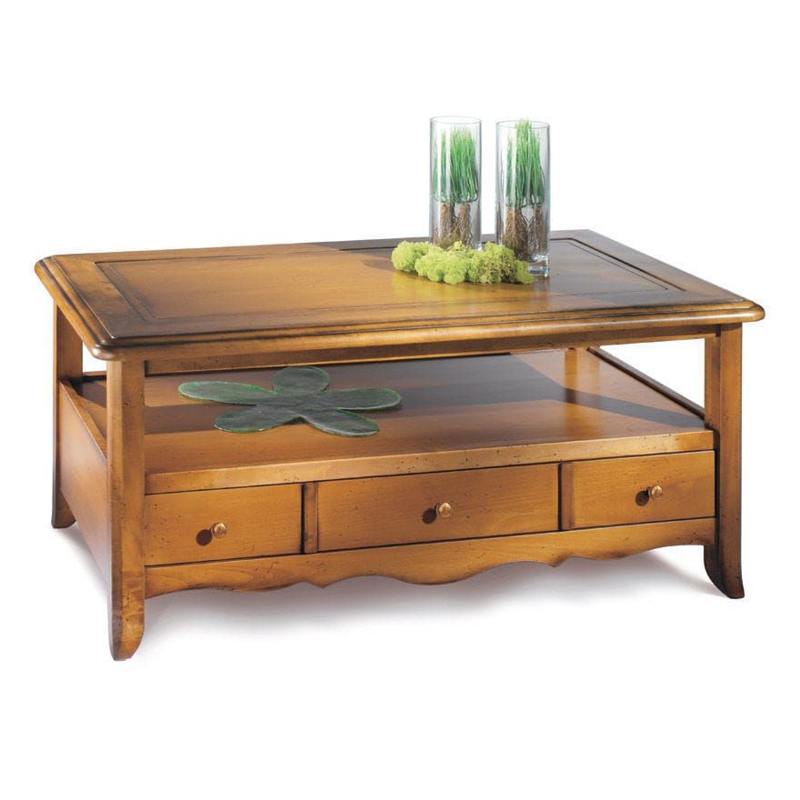 Table basse en bois avec tiroirs