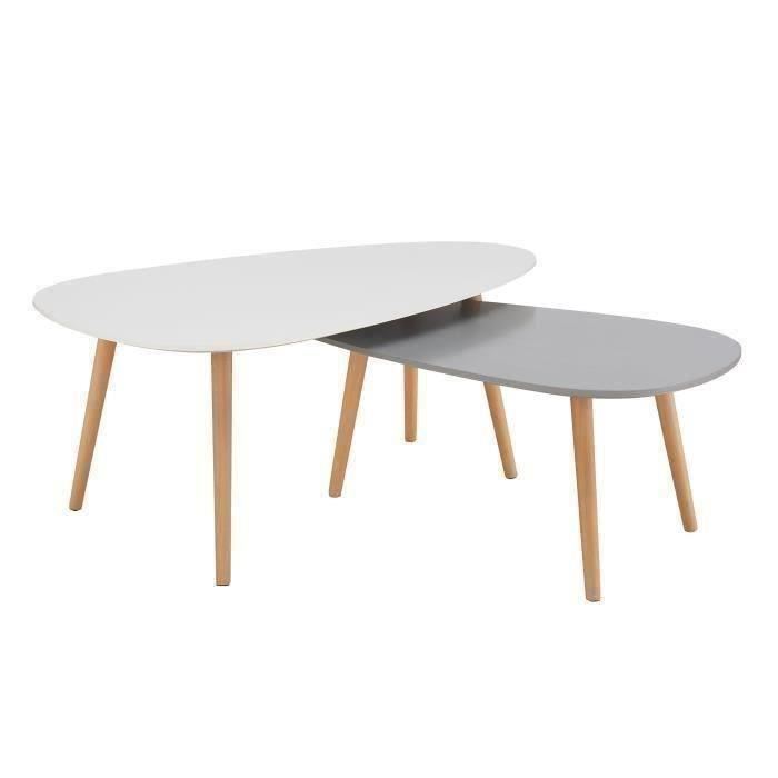 Table basse gigogne blanche grise