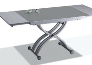 Due-home table basse grise avec plateau relevable