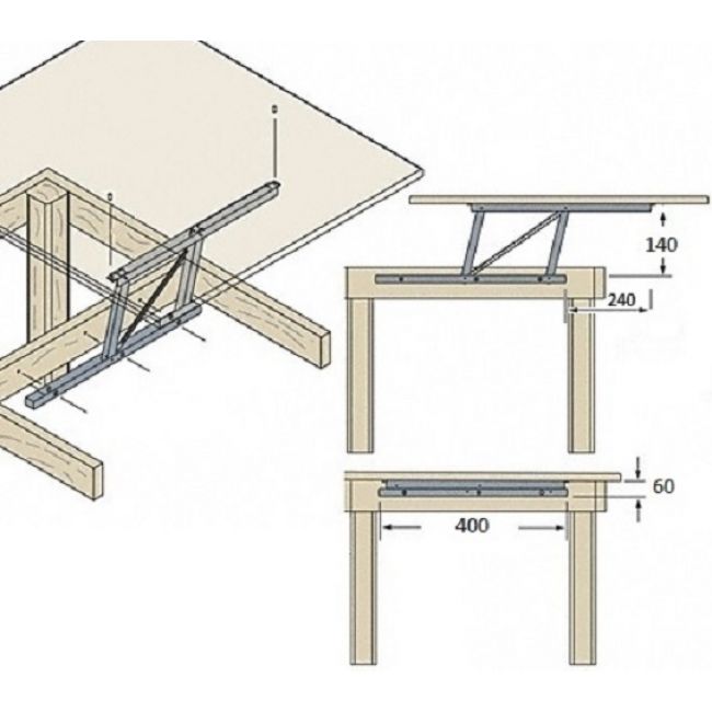 Table basse plateau relevable mecanisme