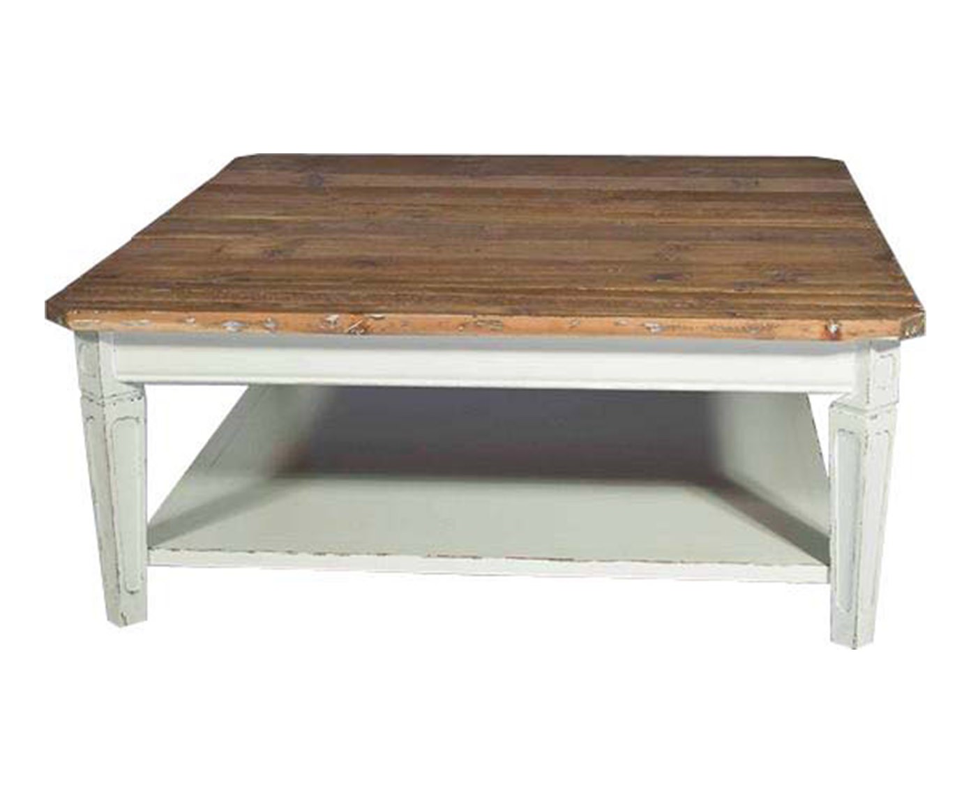 Table basse carrée bois double plateau