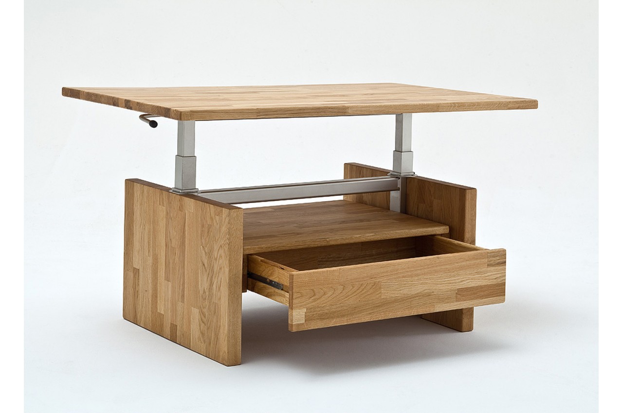 Table basse relevable en bois