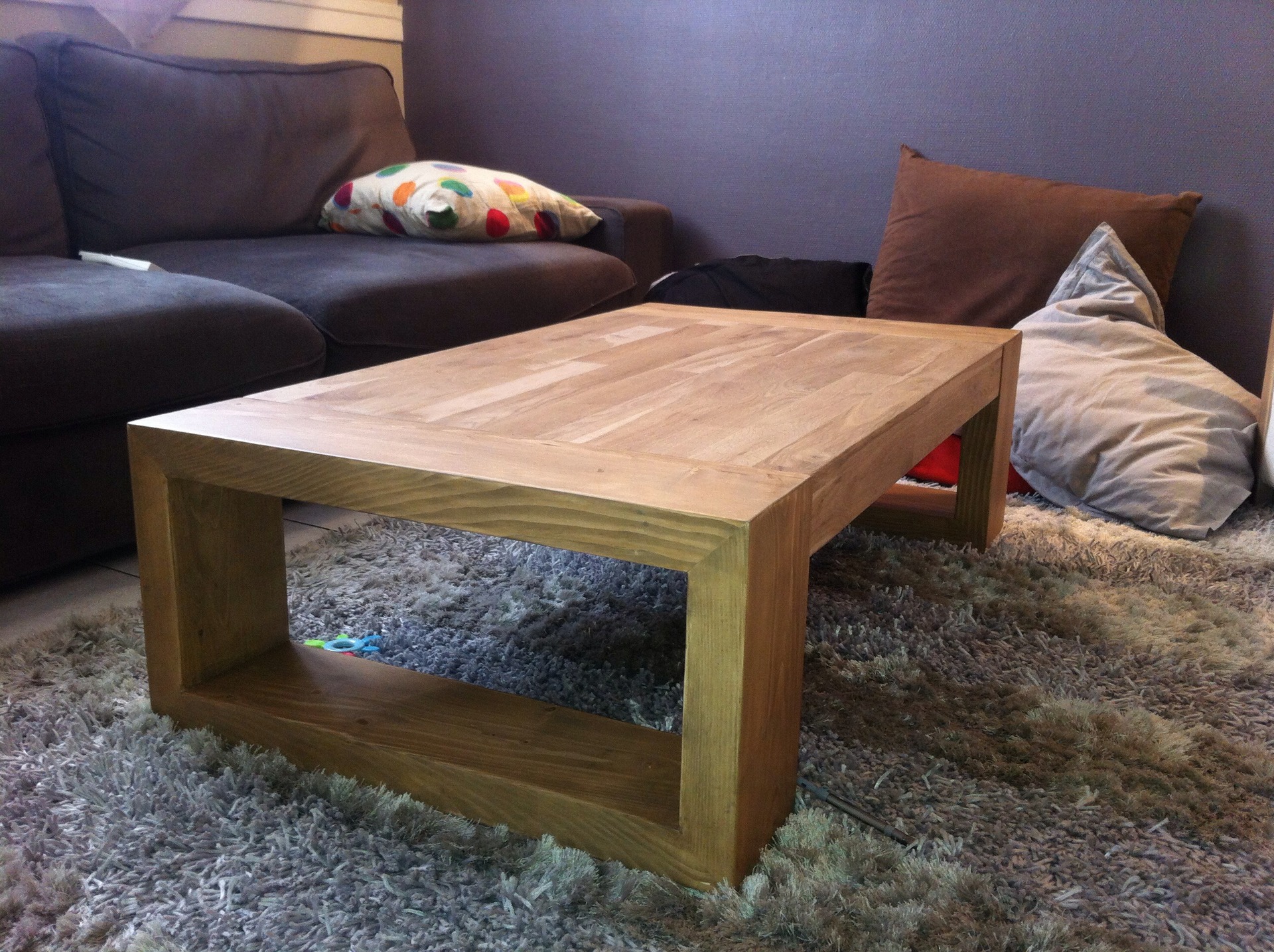 Table basse bois aluminium