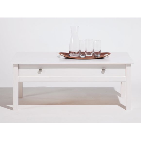 Table basse blanc bois tiroir