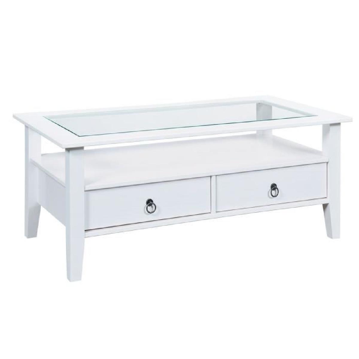 Table basse rectangulaire blanc bois