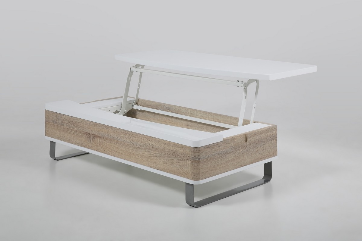 Table basse rectangulaire blanc en bois