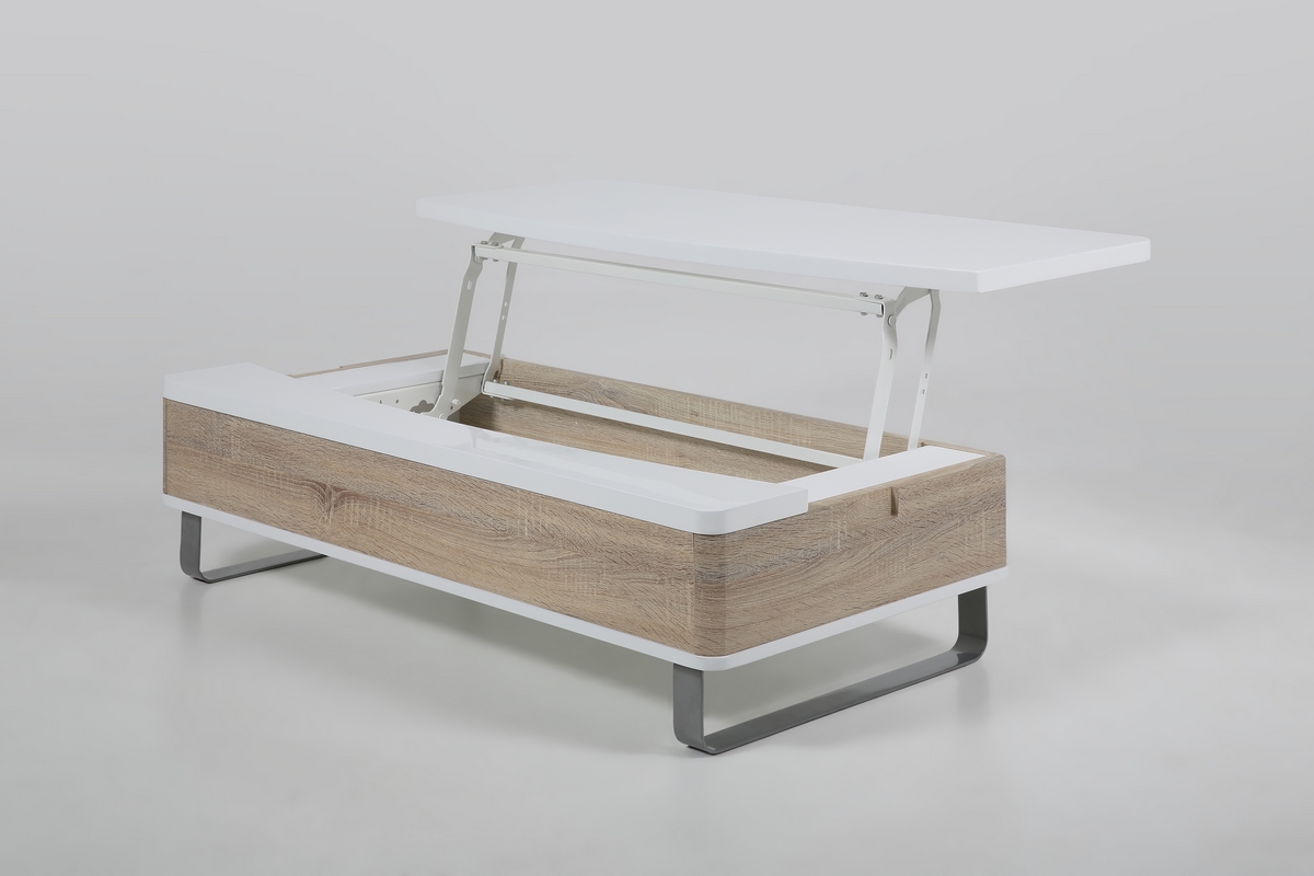 Table basse laque blanc bois