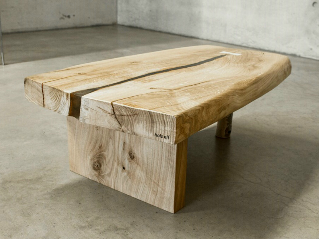Table basse bois massif brut