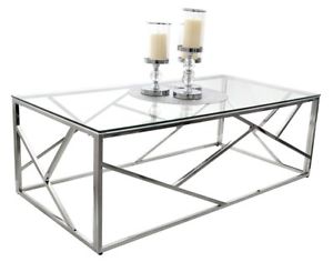 Table basse en verre et chrome