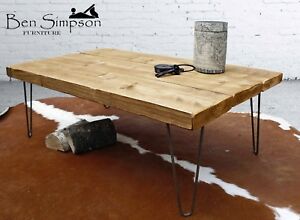 Table basse bois massif metal