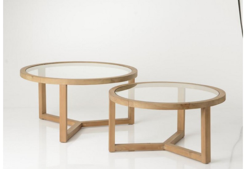 Table ronde basse en bois