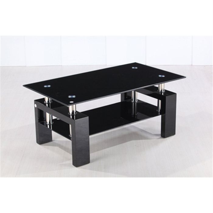 Table basse bois noir et verre