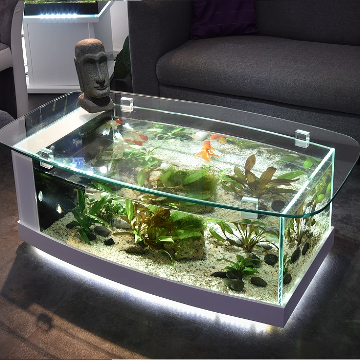 Table basse carrée aquarium