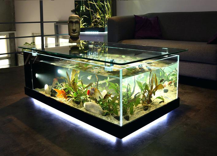 Table basse salon aquarium