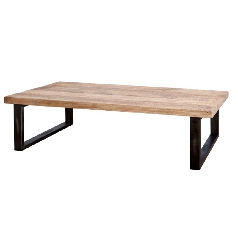 Table basse bois blanc verre
