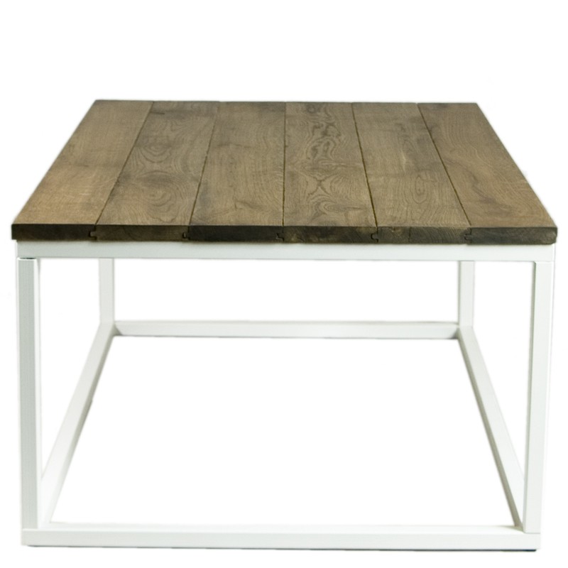 Table basse bois et métal blanc