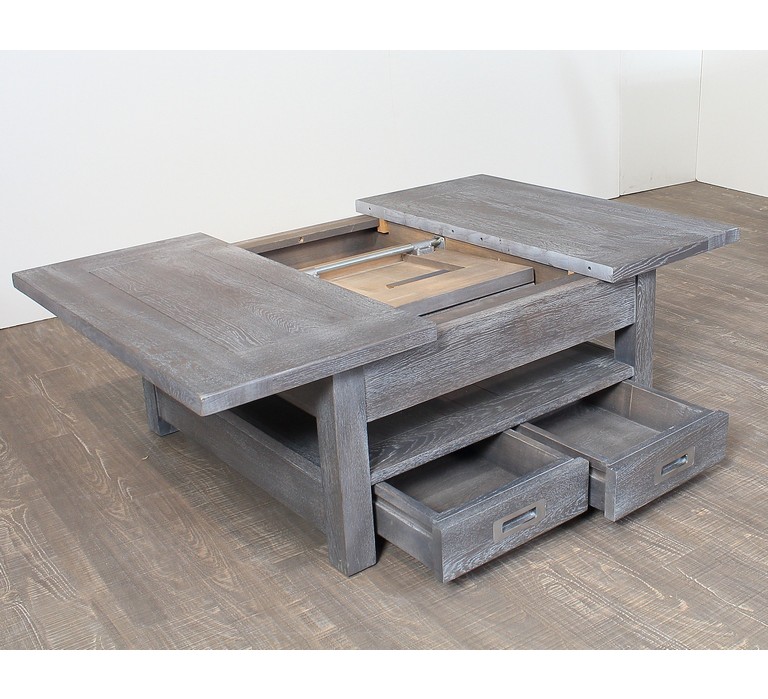 Table basse bois laqué gris
