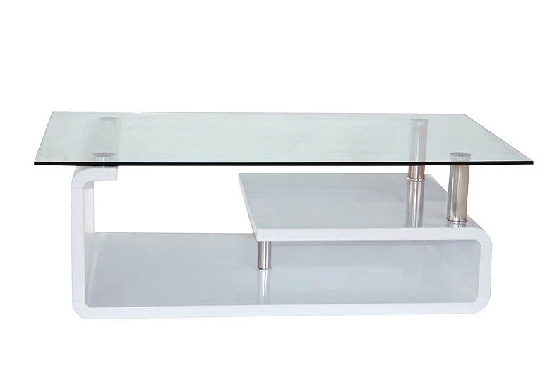 Table basse en verre laqué blanc