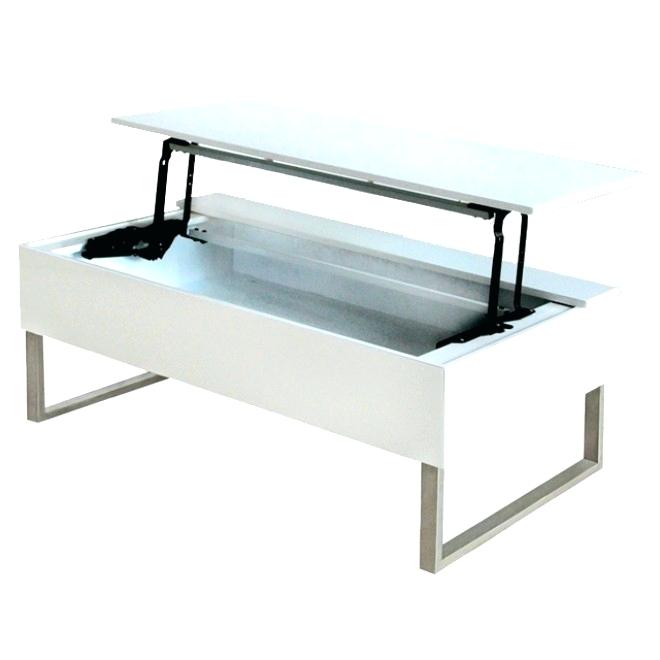 Table basse avec plateau relevable 100cm blanc brillant