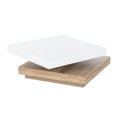 Table basse carree pivotante laque blanc/bois margo