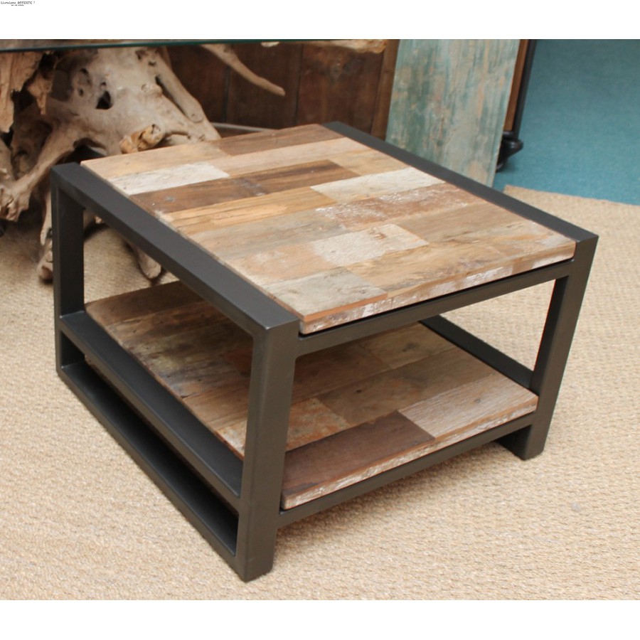Table basse bois fer noir