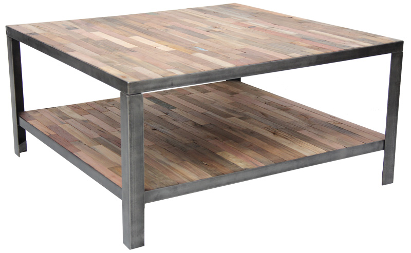 Table basse en bois+pied en fer forgé