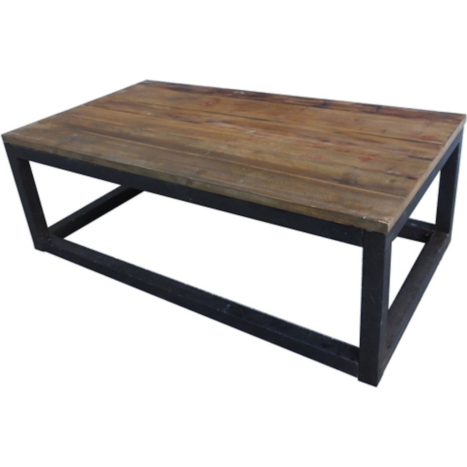 Table basse bois foncé et verre