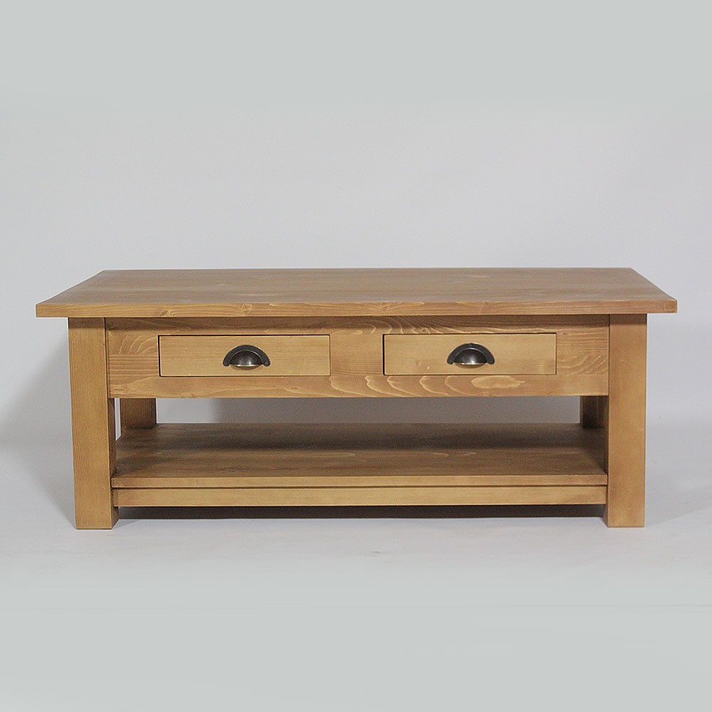 Table basse bois massif avec tiroir