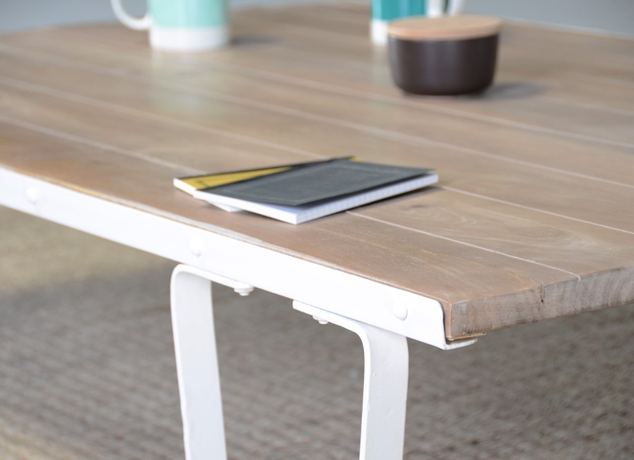 Table basse bois metal blanc