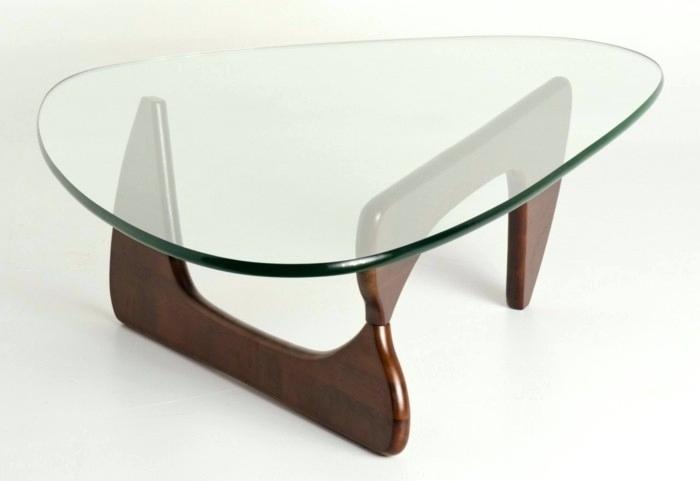 Table basse ovale verre et bois