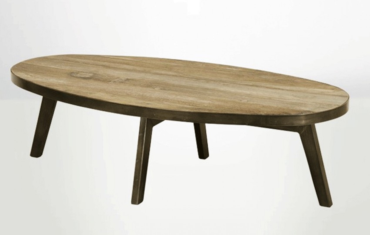 Table basse de salon en bois ovale