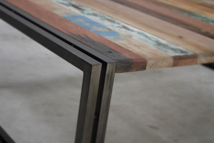Table basse bois metal 2 plateaux