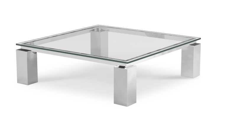 Table basse carrée verre métal