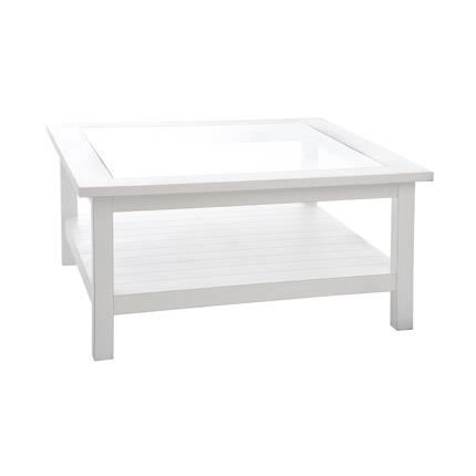 Table basse blanc bois et verre